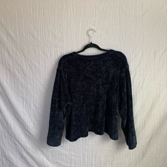 Vintage 80s/90s Northern Reflection Navy Blue Extra Soft Cropped Sweater - Picture 3 of 4
